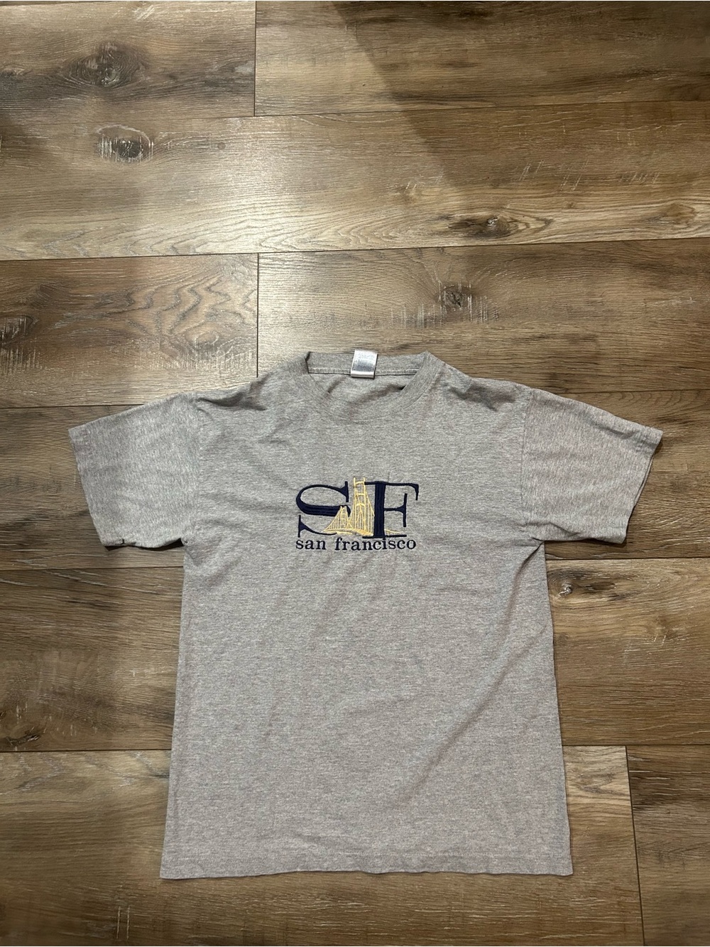 San Francisco Graphic Tee - Gray with Navy & Gold Detail